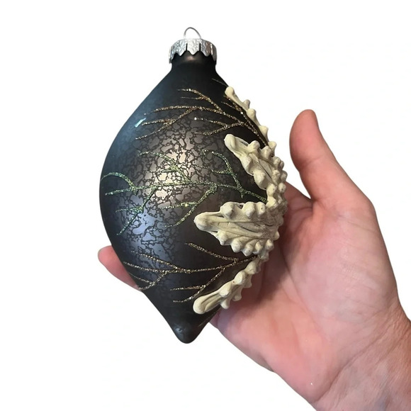 Robert Stanley 2 PC SET OF 3D Glass Large Christmas Tree Ornaments Brown Sparkle - Picture 8 of 9